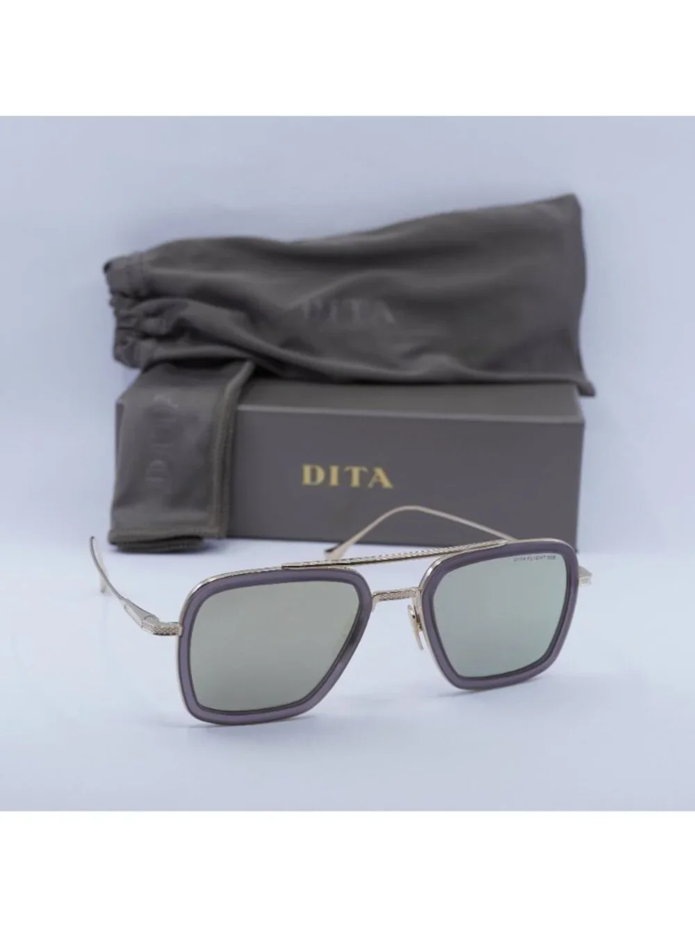 Dita FLIGHT-006-7806-C Sunglasses Grey / Gold Aviator Frame, Dark Grey Lenses